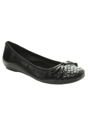 VANELi Slip On Seeley Basket Weave Nappa Leather Ballet Flats Bow Detail Black 🖤